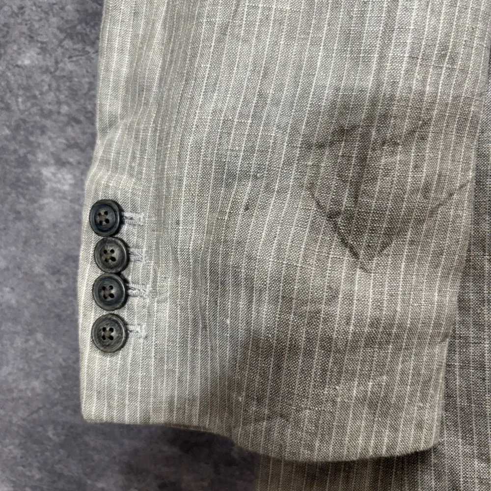 Murano Baird McNutt Irish Linen Blazer Mens Large Gray Pinstripe Sport Coat NEW